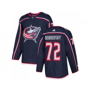 Men Adidas Columbus Blue Jackets #72 Sergei Bobrovsky Navy Blue Home Authentic Stitched NHL Jersey