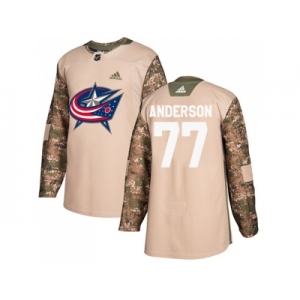 Men Adidas Columbus Blue Jackets #77 Josh Anderson Camo Authentic 2017 Veterans Day Stitched NHL Jersey