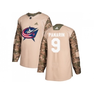 Men Adidas Columbus Blue Jackets #9 Artemi Panarin Camo Authentic 2017 Veterans Day Stitched NHL Jersey