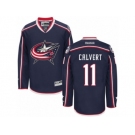 Men Reebok Columbus Blue Jackets #11 Matt Calvert Authentic Navy Blue Home NHL Jersey