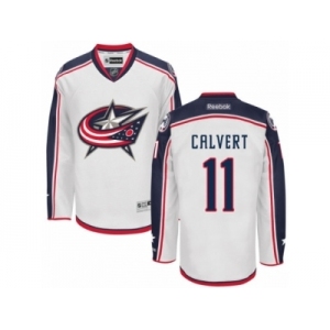 Men Reebok Columbus Blue Jackets #11 Matt Calvert Authentic White Away NHL Jersey