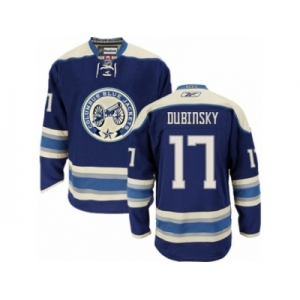 Men Reebok Columbus Blue Jackets #17 Brandon Dubinsky Premier Navy Blue Third NHL Jersey