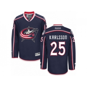 Men Reebok Columbus Blue Jackets #25 William Karlsson Authentic Navy Blue Home NHL Jersey