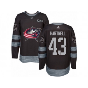 Men's Adidas Columbus Blue Jackets #43 Scott Hartnell Authentic Black 1917-2017 100th Anniversary NHL Jersey