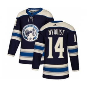 Men's Blue Jackets #14 Gustav Nyquist Navy Alternate Authentic Stitched Hockey Jersey