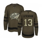 Men's Columbus Blue Jackets #13 Cam Atkinson Green Salute to Service Stitched Hockey Jersey