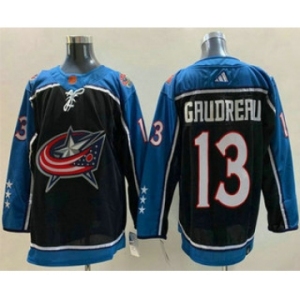 Men's Columbus Blue Jackets #13 Johnny Gaudreau Black 2022 Reverse Retro Stitched Jersey