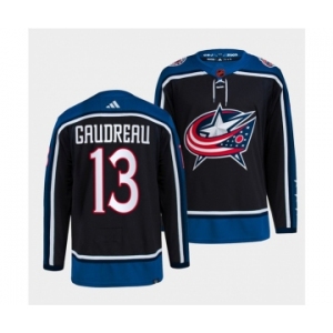 Men's Columbus Blue Jackets #13 Johnny Gaudreau Navy 2022 Reverse Retro Stitched Jersey