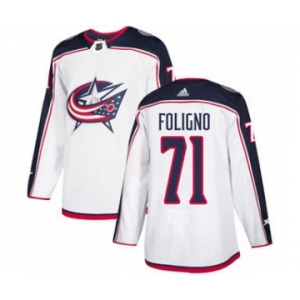 Men's Columbus Blue Jackets #71 Nick Foligno White Road Stitched Hockey Jersey