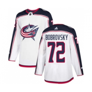 Men's Columbus Blue Jackets #72 Sergei Bobrovsky White Road Stitched Hockey Jersey