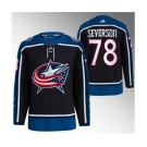 Men's Columbus Blue Jackets #78 Damon Severson Black 2022-23 Reverse Retro Stitched Jersey