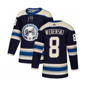 Men's Columbus Blue Jackets #8 Zach Werenski Navy Alternate Stitched Hockey Jersey