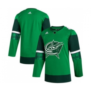 Men's Columbus Blue Jackets Blank 2020 St. Patrick's Day Stitched Hockey Jersey Green