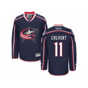 Men's Reebok Columbus Blue Jackets #11 Matt Calvert Authentic Navy Blue Home NHL Jersey