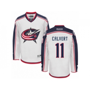 Men's Reebok Columbus Blue Jackets #11 Matt Calvert Authentic White Away NHL Jersey