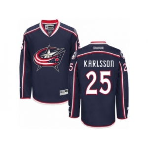 Men's Reebok Columbus Blue Jackets #25 William Karlsson Authentic Navy Blue Home NHL Jersey