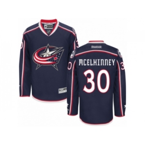 Men's Reebok Columbus Blue Jackets #30 Curtis McElhinney Authentic Navy Blue Home NHL Jersey