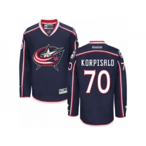 Men's Reebok Columbus Blue Jackets #70 Joonas Korpisalo Authentic Navy Blue Home NHL Jersey