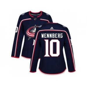Women Adidas Columbus Blue Jackets #10 Alexander Wennberg Navy Blue Home Authentic Stitched NHL Jersey