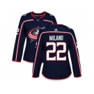 Women Adidas Columbus Blue Jackets #22 Sonny Milano Navy Blue Home Authentic Stitched NHL Jersey