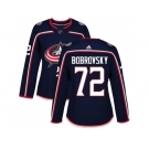 Women Adidas Columbus Blue Jackets #72 Sergei Bobrovsky Navy Blue Home Authentic Stitched NHL Jersey