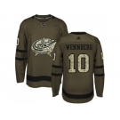 Youth Adidas Columbus Blue Jackets #10 Alexander Wennberg Green Salute to Service Stitched NHL Jersey
