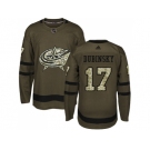 Youth Adidas Columbus Blue Jackets #17 Brandon Dubinsky Green Salute to Service Stitched NHL Jersey