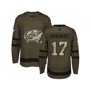 Youth Adidas Columbus Blue Jackets #17 Brandon Dubinsky Green Salute to Service Stitched NHL Jersey