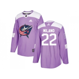 Youth Adidas Columbus Blue Jackets #22 Sonny Milano Purple Authentic Fights Cancer Stitched NHL Jersey