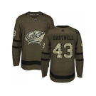 Youth Adidas Columbus Blue Jackets #43 Scott Hartnell Green Salute to Service Stitched NHL Jerseyy