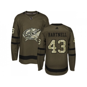 Youth Adidas Columbus Blue Jackets #43 Scott Hartnell Green Salute to Service Stitched NHL Jerseyy