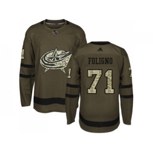 Youth Adidas Columbus Blue Jackets #71 Nick Foligno Green Salute to Service Stitched NHL Jerseys