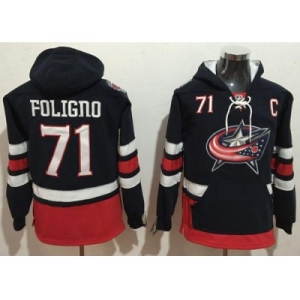 Columbus Blue Jackets #71 Nick Foligno Navy Blue Name & Number Pullover NHL Hoodie