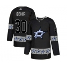 Dallas Stars #30 Ben Bishop Black Team Logos Fashion Jersey