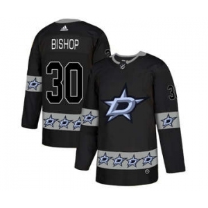 Dallas Stars #30 Ben Bishop Black Team Logos Fashion Jersey