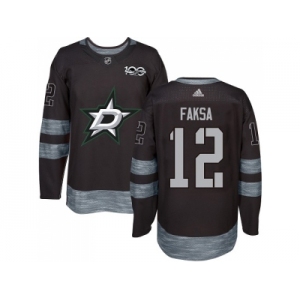 Men Adidas Dallas Stars #12 Radek Faksa Black 1917-2017 100th Anniversary Stitched NHL Jersey