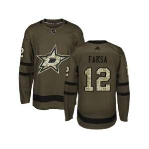 Men Adidas Dallas Stars #12 Radek Faksa Green Salute to Service Stitched NHL Jersey