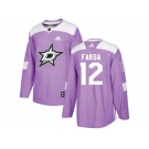 Men Adidas Dallas Stars #12 Radek Faksa Purple Authentic Fights Cancer Stitched NHL Jersey