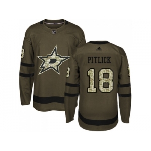 Men Adidas Dallas Stars #18 Tyler Pitlick Green Salute to Service Stitched NHL Jersey