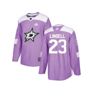 Men Adidas Dallas Stars #23 Esa Lindell Purple Authentic Fights Cancer Stitched NHL Jersey