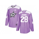 Men Adidas Dallas Stars #28 Stephen Johns Purple Authentic Fights Cancer Stitched NHL Jersey