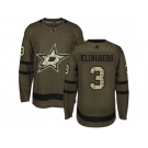 Men Adidas Dallas Stars #3 John Klingberg Green Salute to Service Stitched NHL Jersey