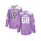 Men Adidas Dallas Stars #68 Jaromir Jagr Purple Authentic Fights Cancer Stitched NHL Jersey