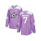 Men Adidas Dallas Stars #7 Neal Broten Purple Authentic Fights Cancer Stitched NHL Jersey