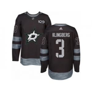 Men's Adidas Dallas Stars #3 John Klingberg Authentic Black 1917-2017 100th Anniversary NHL Jersey