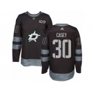 Men's Adidas Dallas Stars #30 Jon Casey Authentic Black 1917-2017 100th Anniversary NHL Jersey