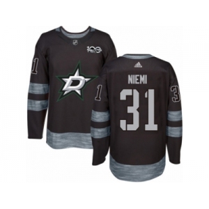 Men's Adidas Dallas Stars #31 Antti Niemi Authentic Black 1917-2017 100th Anniversary NHL Jersey