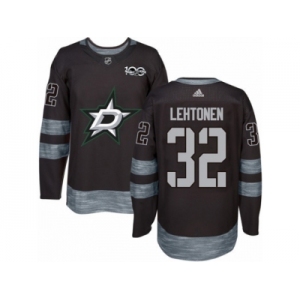 Men's Adidas Dallas Stars #32 Kari Lehtonen Authentic Black 1917-2017 100th Anniversary NHL Jersey