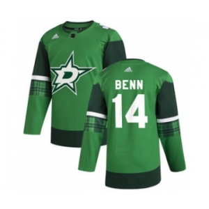 Men's Dallas Stars #14 Jamie Benn 2020 St. Patrick's Day Stitched Hockey Jersey Green