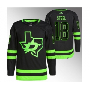 Men's Dallas Stars #18 Sam Steel Black Stitched Jersey